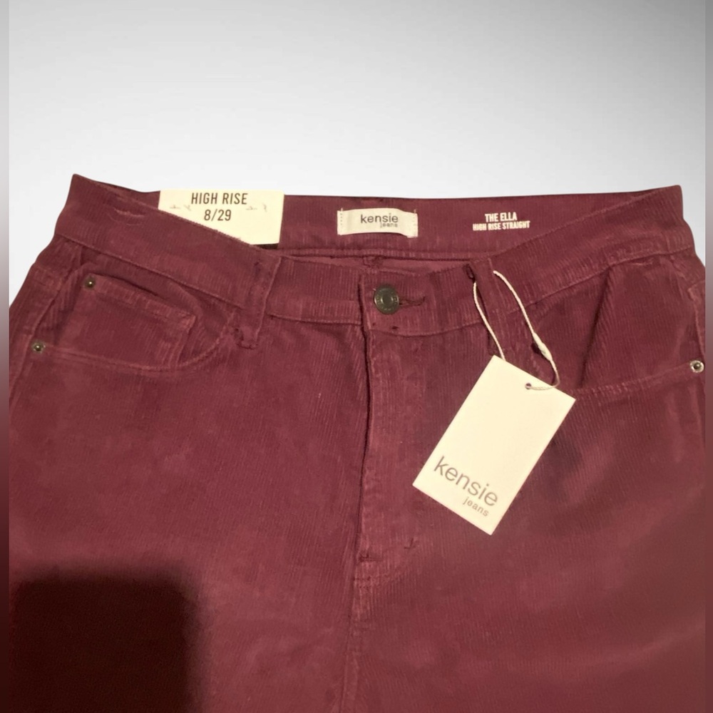 Women’s Corduroy Kenzie jeans The Ella highrise straight in plum NWT size 8/29 - Picture 4 of 9